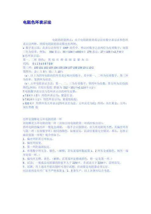 电阻色环表示法