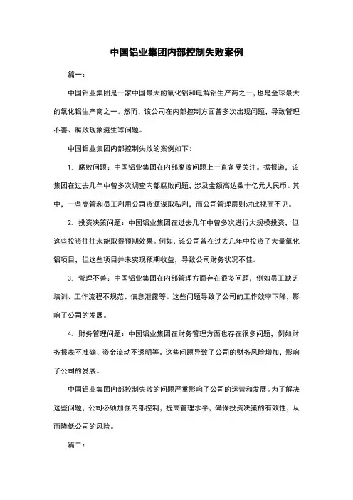 中国铝业集团内部控制失败案例