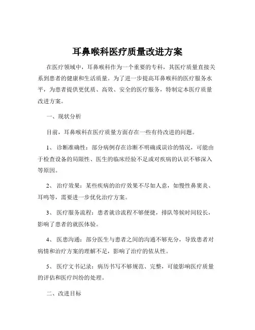 耳鼻喉科医疗质量改进方案