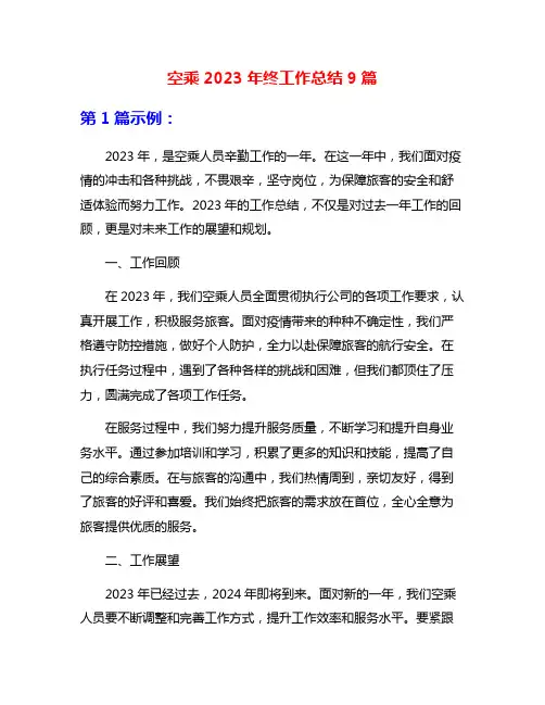 空乘2023年终工作总结9篇
