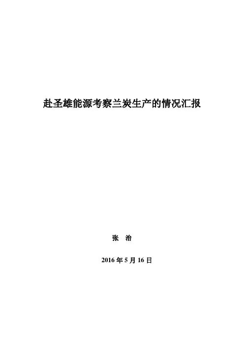 赴圣雄能源考察兰炭生产的情况汇报
