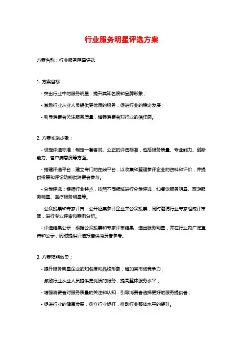 行业服务明星评选方案