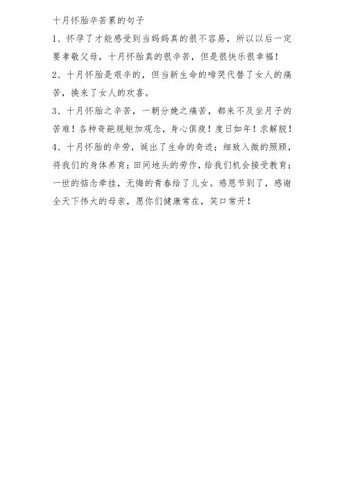 十月怀胎辛苦累的句子