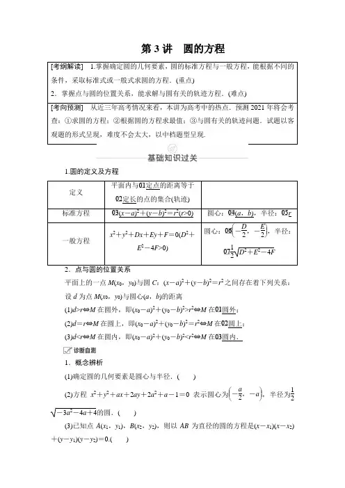 第8章第3讲 圆的方程