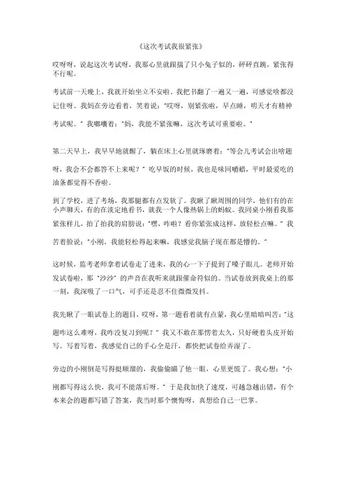 这次考试我很紧张作文