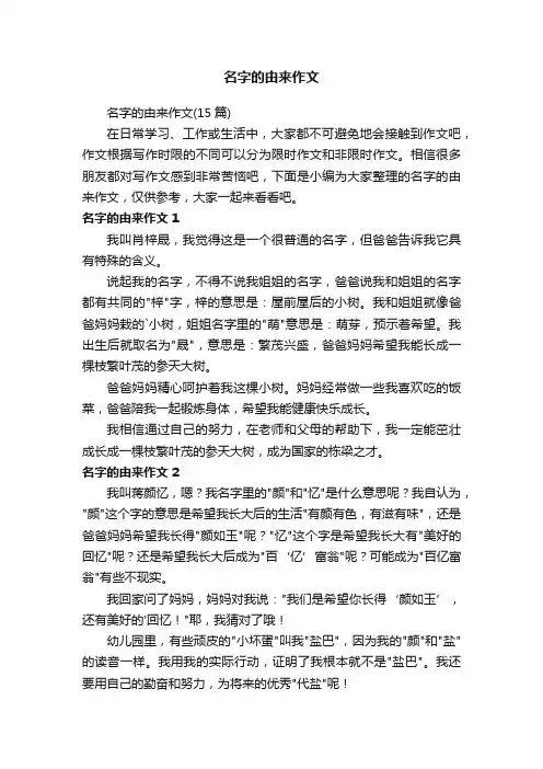 名字的由来作文 2