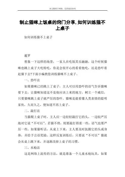 制止猫咪上饭桌的窍门分享,如何训练猫不上桌子