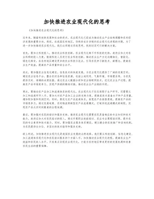 加快推进农业现代化的思考