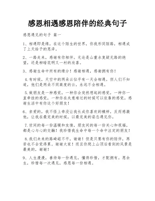 感恩相遇感恩陪伴的经典句子