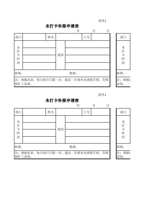 未打卡补报申请表