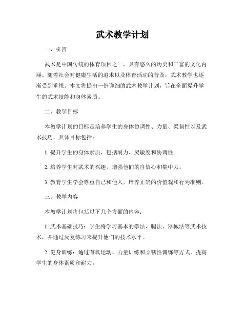 武术教学计划