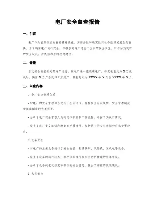 电厂安全自查报告