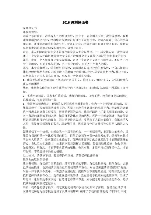 2016深刻保证书