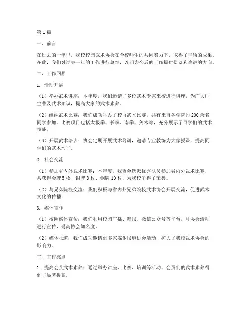 校园武术协会的年度总结(3篇)