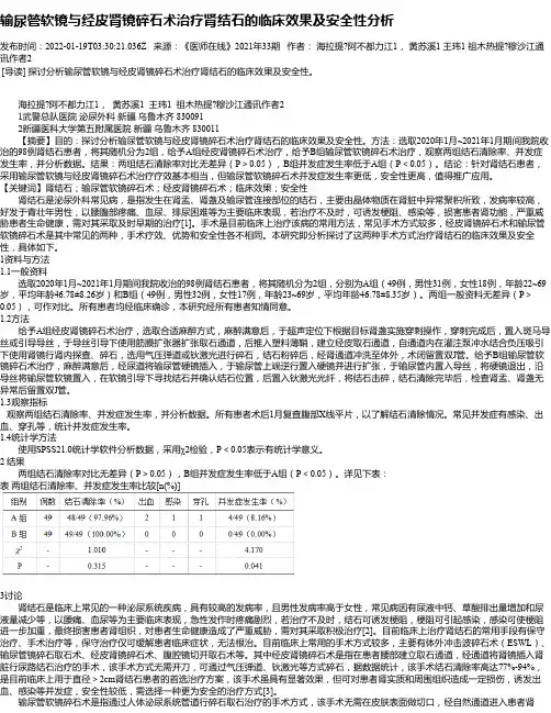 输尿管软镜与经皮肾镜碎石术治疗肾结石的临床效果及安全性分析