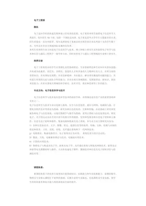 清华电子信息科学与技术 培养方案