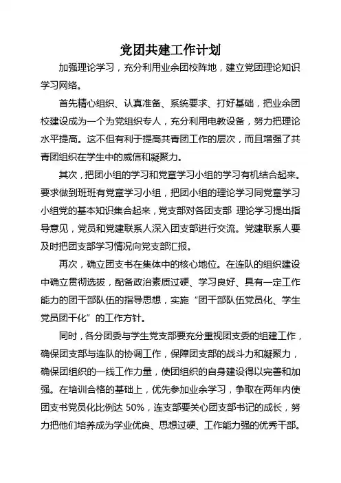 党团共建工作计划