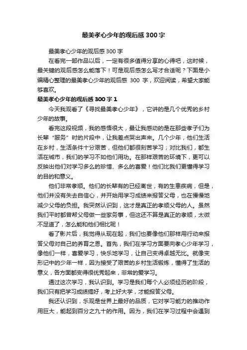 最美孝心少年的观后感300字