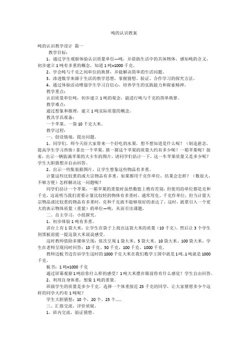 吨的认识教案