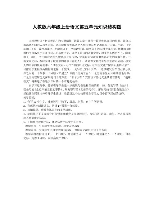 人教版六年级上册语文第五单元知识结构图
