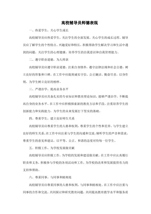 高校辅导员师德表现