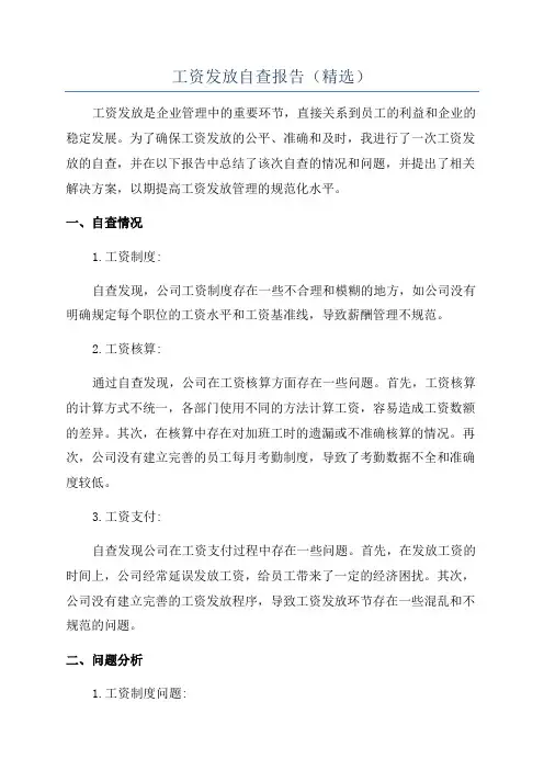 工资发放自查报告(精选)