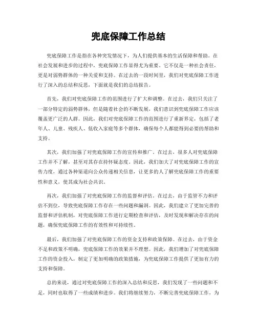 兜底保障工作总结