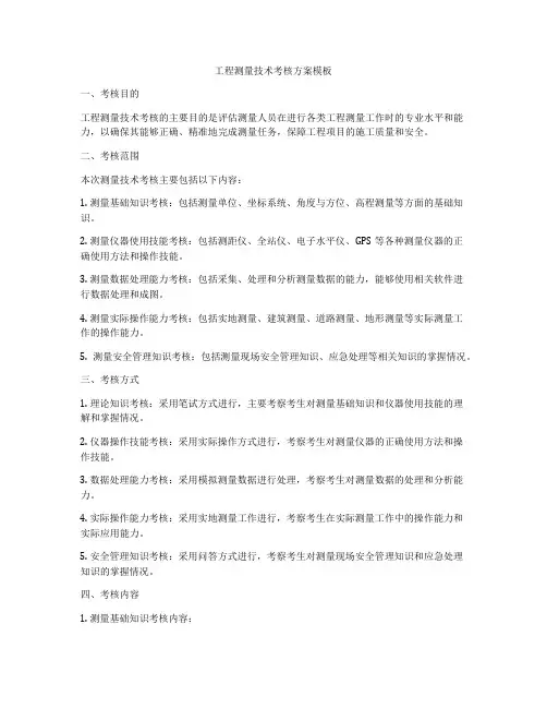 工程测量技术考核方案模板