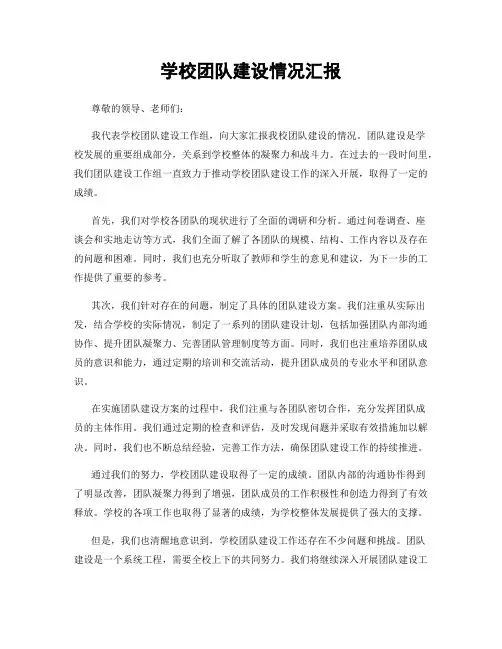 学校团队建设情况汇报
