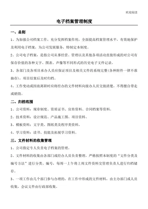 电子档案管理管理办法