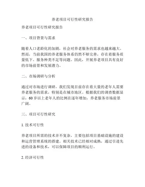 养老项目可行性研究报告
