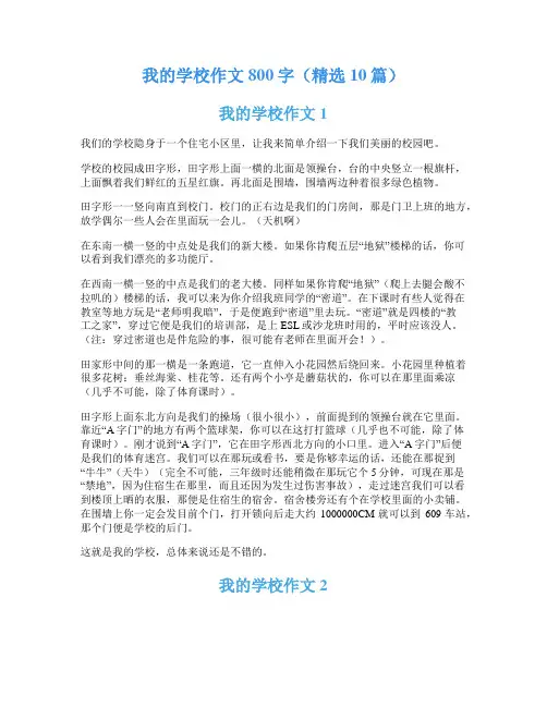 我的学校作文800字(精选10篇)