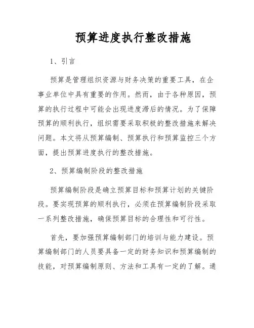 预算进度执行整改措施