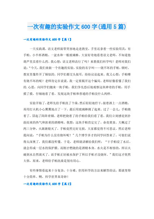 一次有趣的实验作文600字(通用5篇)