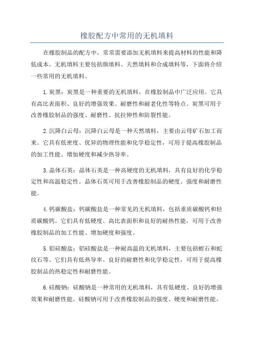 橡胶配方中常用的无机填料