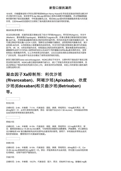 新型口服抗凝药