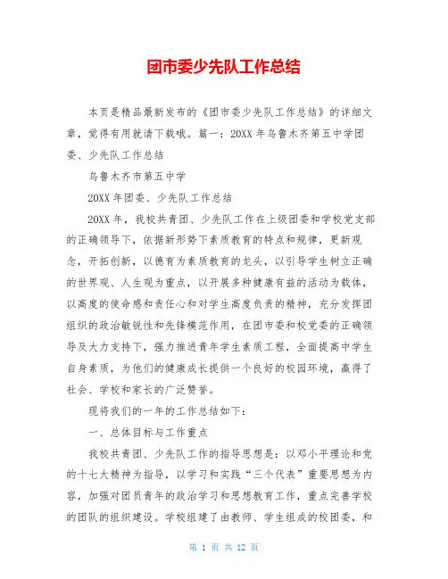 团市委少先队工作总结