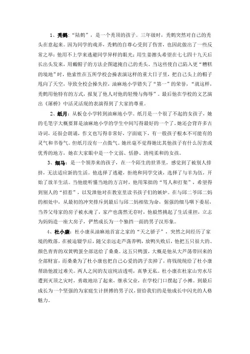 《草房子》的人物形象