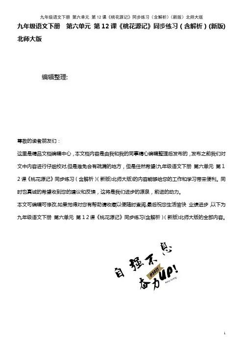 九年级语文下册 第六单元 第12课《桃花源记》同步练习(含解析)北师大版(2021学年)