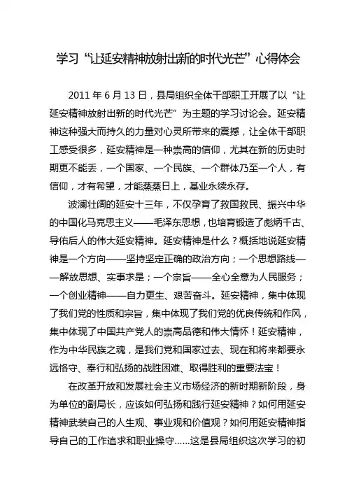 学习“让延安精神放射出新的时代光芒”心得体会