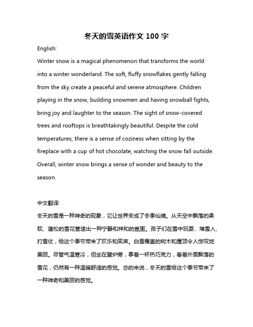 冬天的雪英语作文100字