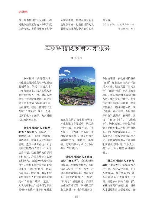 三项举措促乡村人才振兴