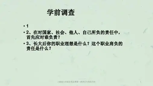 人教版九年级思想品德第一课责任与角色同在PPT