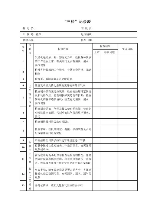 “三检”记录表