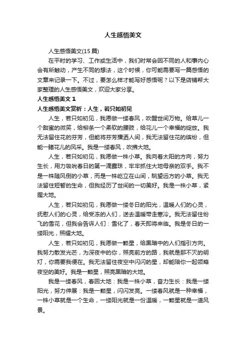 人生感悟美文