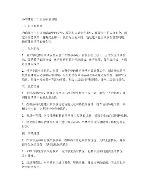小学体育工作安全应急预案