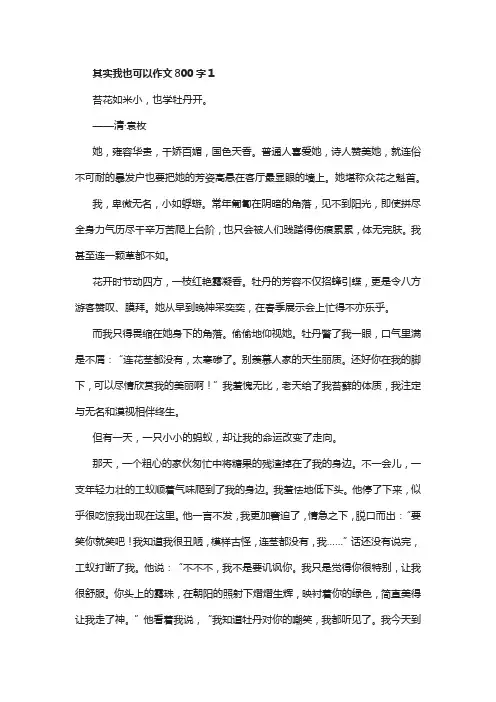 其实我也可以作文800字