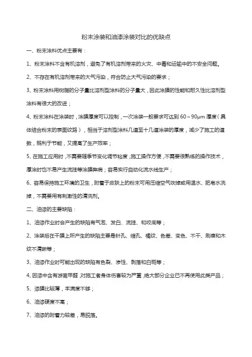 粉末涂装和油漆涂装对比的优缺点