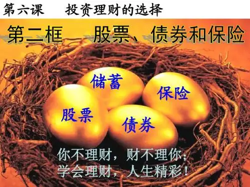 新人教版政治必修1《股票、债券和保险》ppt课件