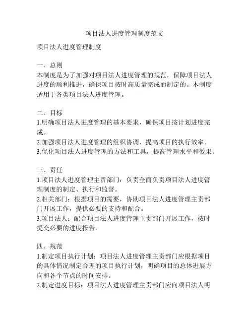 项目法人进度管理制度范文